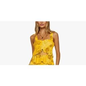 #94 MSRP $40 NWOT SEBOWEL YELLOW MESH CAMI/FLORAL RUFFLE MAXI SET ♡SIZE S♡